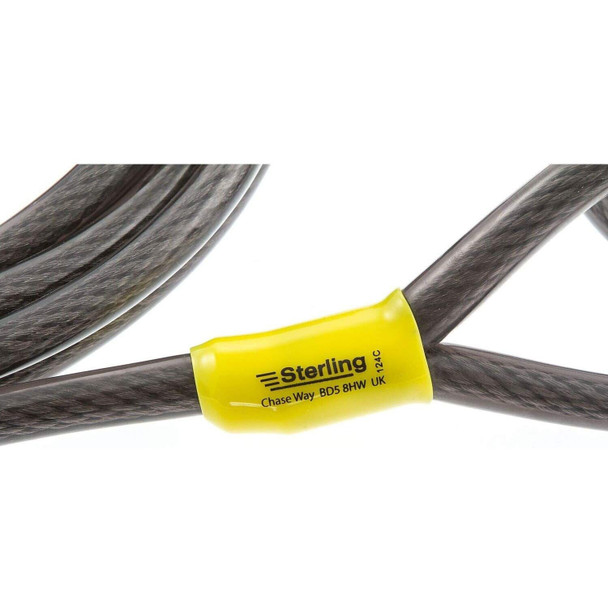 Burg-Wachter 124C Double Loop Vinyl Coated Multi-Stranded Braided Steel Cable with Self Coiling, Black, 12mm x 4.5M