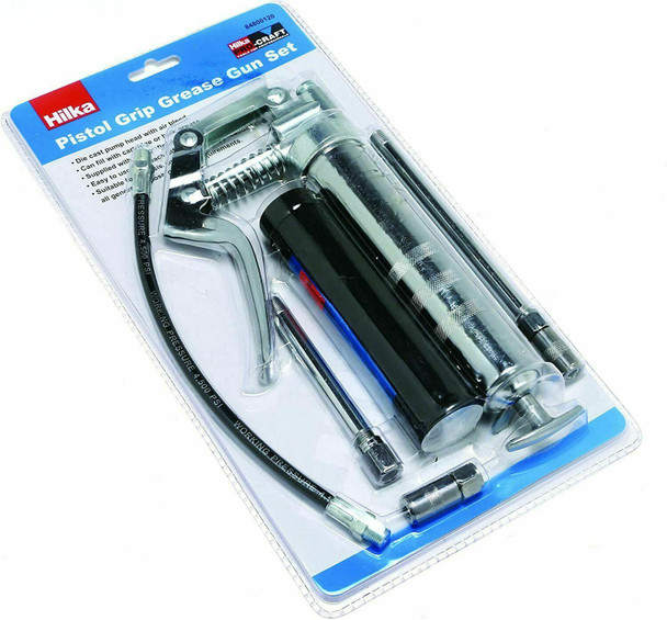 Hilka Manual Grease Gun Set Pro Craft, With 10" 1/2" Flexible Hose and Connector