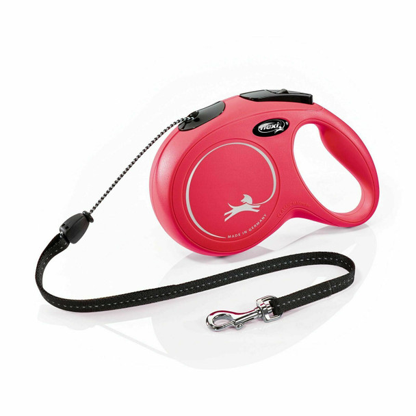 Flexi New Classic Cord Red Medium 8m Retractable Dog Leash/Lead for dogs up to 20kgs/44lbs