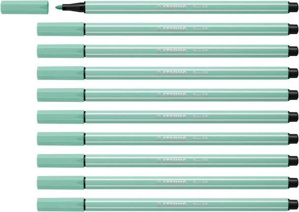 Premium Fibre-Tip Pen - STABILO Pen 68 - Pack of 10 - Eucalyptus
