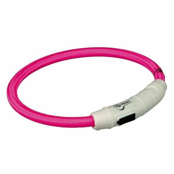Trixie Flashing Light-Up Ring, USB, M - L (65 cm/Diameter 7 mm) Pink