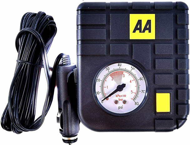 AA Car Essentials 12V Compact Tyre Inflator For Cars Vans Motorbikes & Vehicles