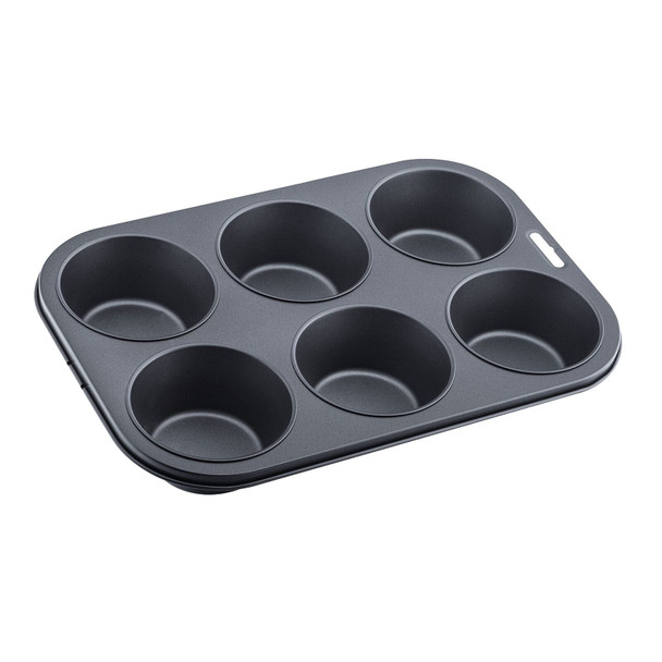 I-Cook 5508 6 Cup Deep Muffin pan, Carbon, Multicolour