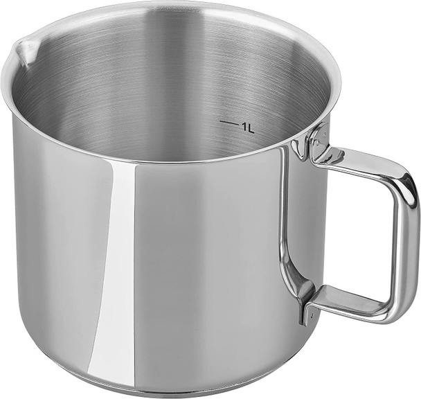 Tala Performance Stainless Steel Milk Pot Measuring jug with Convenient Internal Litre Markings Made in Portugal, Suitable for All hob Types Including Induction (10A14369),Polished Mirror Shine Finish