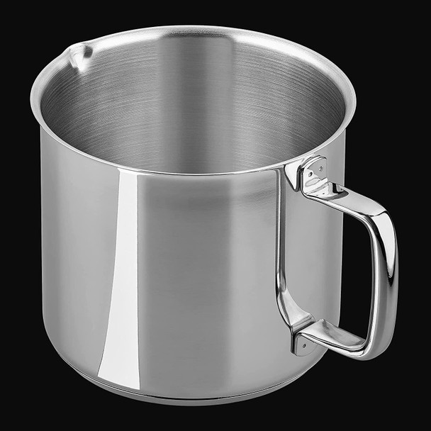 Tala Performance Stainless Steel Milk Pot Measuring jug with Convenient Internal Litre Markings Made in Portugal, Suitable for All hob Types Including Induction (10A14369),Polished Mirror Shine Finish