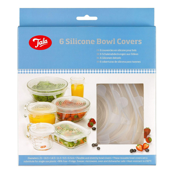 Tala Flexible and Stretchy Silcone Bowl Covers, 6 Piece reusable Set