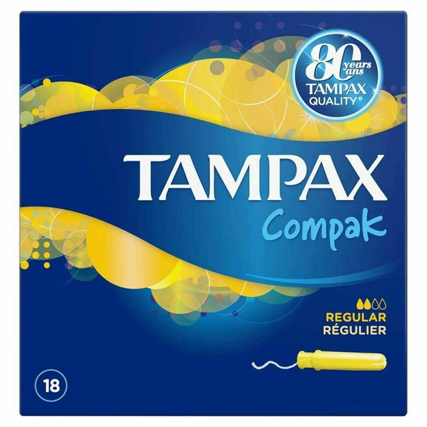 Tampax Compak Regular Tampons with Applicator 18X, Leak Protection and Discretion, Feel Clean