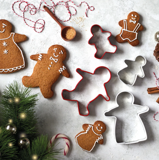 Tala Originals Soft Grip Gingerbread Family Cutters, Set of 4 Stainless Steel Cutters, Perfect for Pastry, Cookie Dough, Short and Gingerbread, Mixed, 10B31439