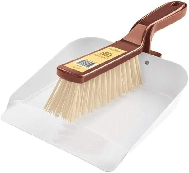 Groundsman Metal Dustpan & Brush Set Soft PVC Bristles, for Wet & Dry