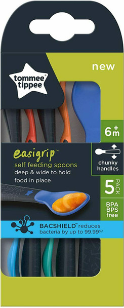 Tommee Tippee Easigrip Self-Feeding Weaning Spoons, Pack of 5,package may vary