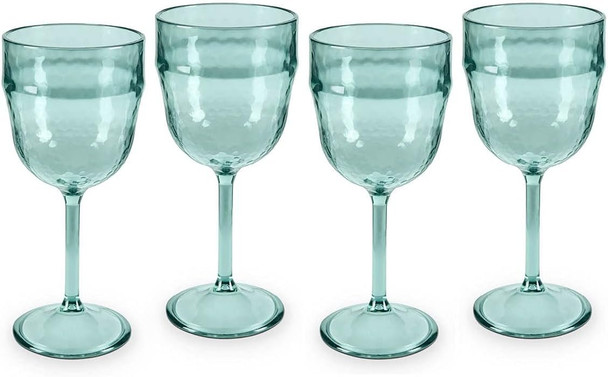 Tower Coast & Country CC855005 Fresco Reusable Plastic Wine Glass Set, 4pc, Turquoise, Acrylic, 400 milliliters