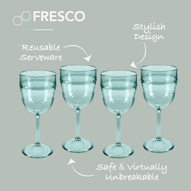 Tower Coast & Country CC855005 Fresco Reusable Plastic Wine Glass Set, 4pc, Turquoise, Acrylic, 400 milliliters