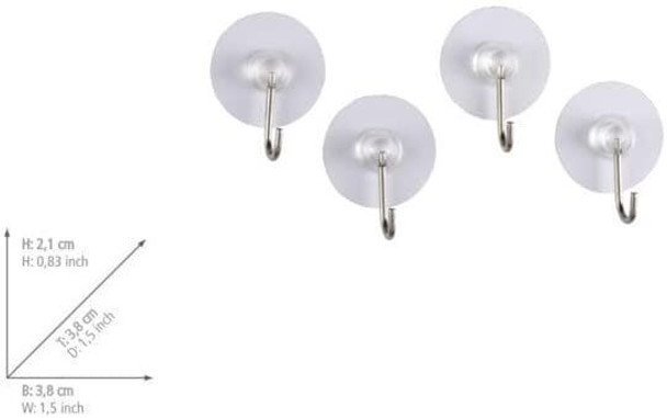 WENKO Static-Loc nickel hook White-set of 4, fixing without drilling, Plastic (PTE), 3.8 x 3.8 x 2.1 cm