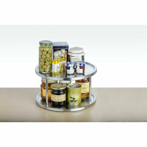 Wenko Cupboard Carousel Duo-2 Rotating Storage Stainless Steel Silver 26.5 ccm