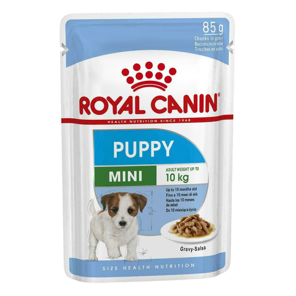 12 x Royal Canin Mini Puppy Wet Dog Food in Gravy - 10 Months/10kg Adult - 85g