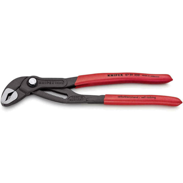 Knipex Cobra® High-Tech Water Pump Pliers grey atramentized, with non-slip plastic coating 250 mm 87 01 250