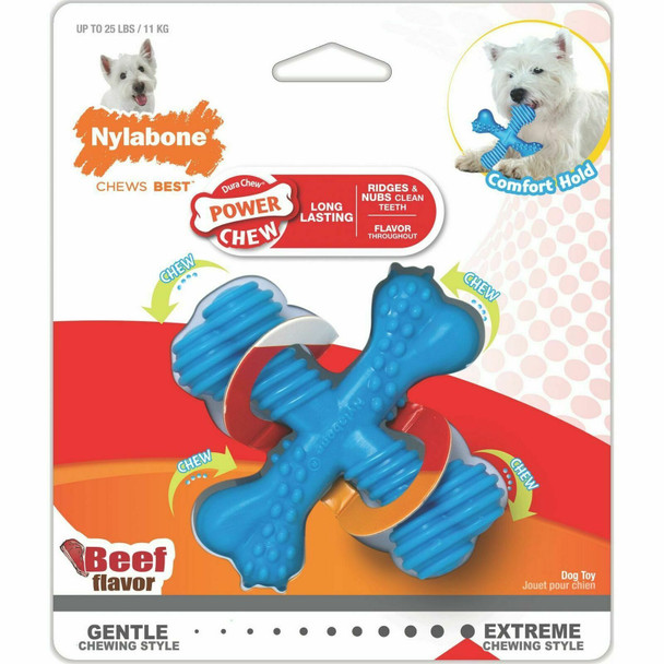 Nylabone (3 Pack) Power Chew Beef Flavored Small X Bone for Dogs up to 25 Pounds