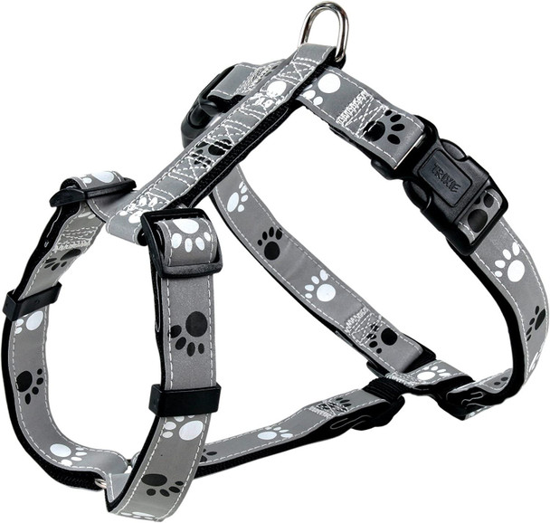 Trixie Silver Reflective Dog Harness, Size: Black/Grey (Highly Reflective)