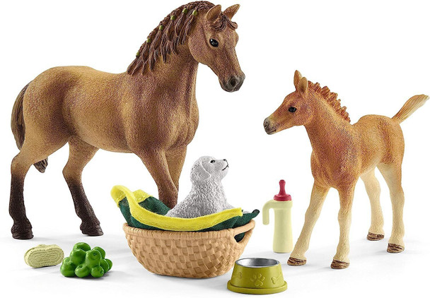 SCHLEICH 42432n Horse Club Sarah’s baby animal care Horse Club Toy Playset for children aged 5-12 Years