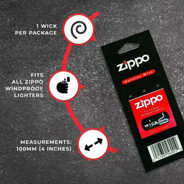 Zippo Genuine Replacement Wick | Use with Zippo Lighters | Fits All Zippo Windproof Lighters | Genuine Wick for Lighters| Zippo Lighter Accessories