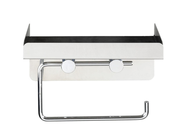 WENKO Toilet roll Holder 2in1, Stainless steel, Silver Shiny, 11.5 x 16 x 12.5 cm