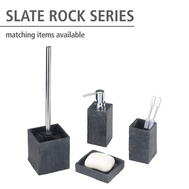 WENKO Toilet brush Set Slate Rock in anthracite, Polyresin