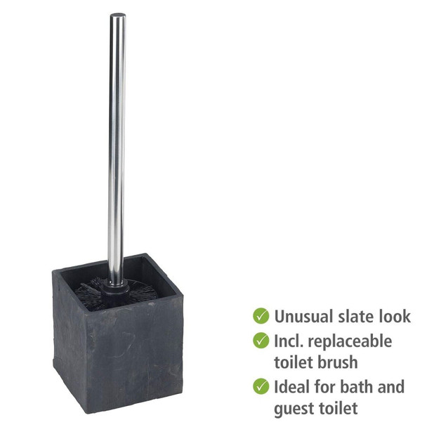 WENKO Toilet brush Set Slate Rock in anthracite, Polyresin