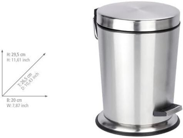 Wenko Pedal bin Studio-Easy Close 5l in silver, Stainless-Steel, 26.5 x 20 x 29.5 cm