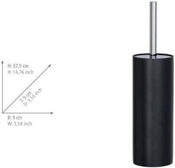 WENKO Ida Anthracite Closed Toilet Brush Holder, artificial resin, 37.5 x 9 x 9 cm