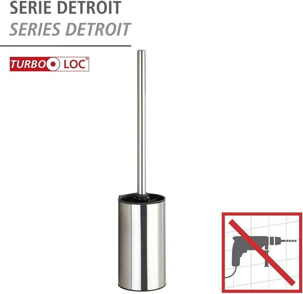 Wenko Turbo-Loc Toilet Brush Set Detroit Stainless Steel, Mount without Drilling