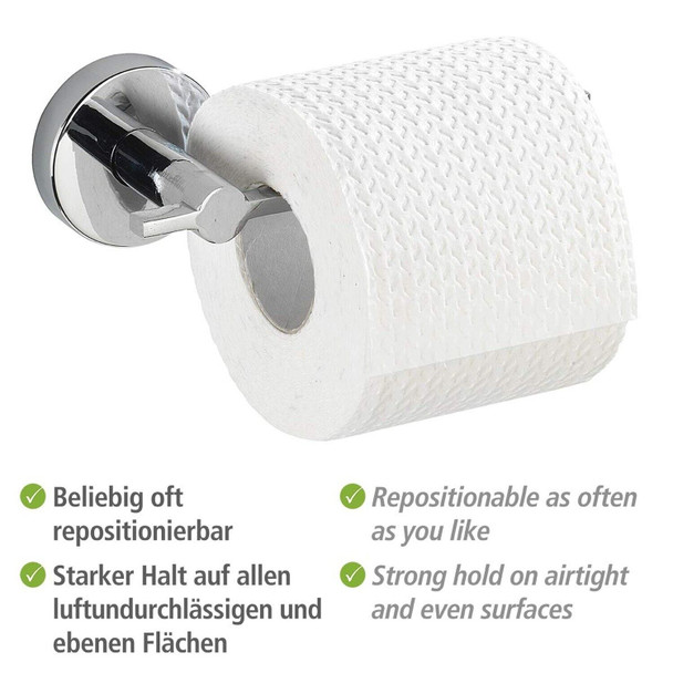 Wenko 22322100 Chrome Toilet Roll Holder Die-Cast Zinc 7 x 15.5 x 6 cm