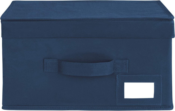 Wenko Small Breathable Fleece Storage Box Air S, 34 x 19 x 24 cm, Dark Blue