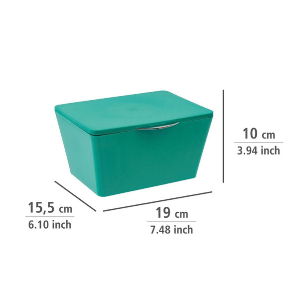 WENKO Brasil Dark Blue Box with Lid Storage Basket Bathroom Basket with Lid Plastic (TPE)