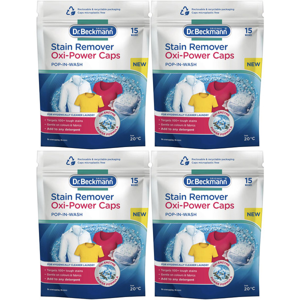 Dr. Beckmann Stain Remover Oxi-Power Caps - Targets Over 100 Stains - Pack Of 15