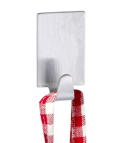 WENKO Square Hook-Set of 4, Stainless steel, Silver matt, 1.5 x 2 x 3.5 cm