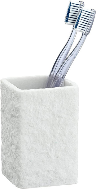 WENKO Villata White Toothbrush Holder for Toothbrush and Toothpaste, Polyresin, 7.5 x 10 x 7.5 cm, White