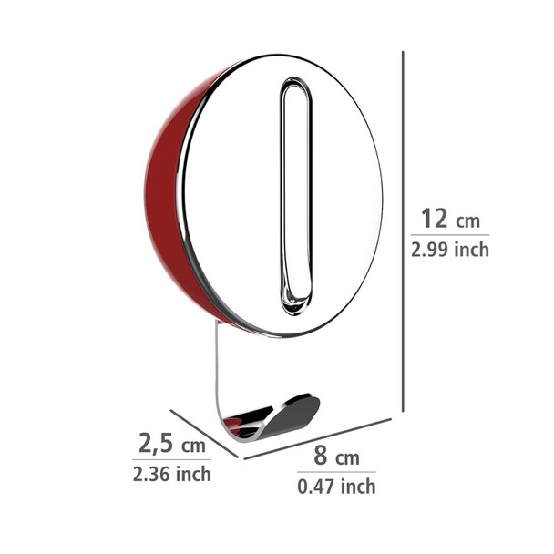 Wenko 50575100 Premium Delta Folding Hook ABS 8 x 12 x 2.5 cm Red