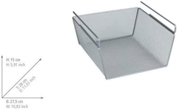 Wenko Practical Metal Shelf Storage Basket Matt Silver, 28 x 14 x 23 cm