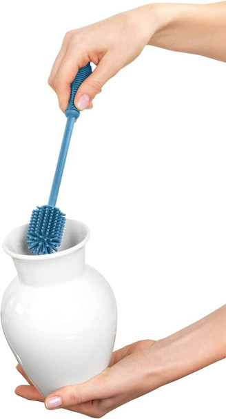 WENKO Silicone Bottle Blue Washing Up Brush Extra Long, Ø 3.5 x 38 cm