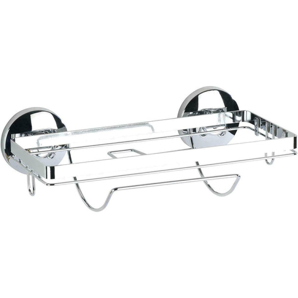 WENKO Magic-Loc Kitchen roll Holder-Fixing Without Drilling, Chrome plated metal, Silver Shiny, 13 x 28 x 9 cm