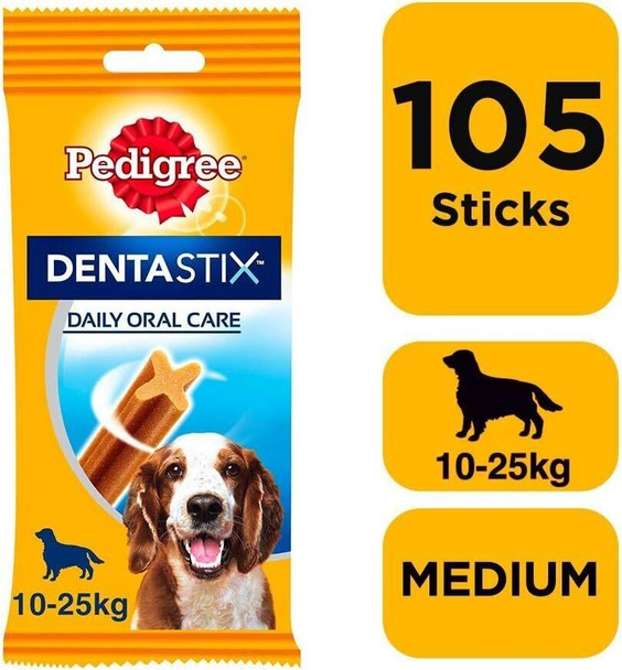 Pedigree DentaStix Daily Dental Chews Medium Dog 10-25kg, 105 Sticks