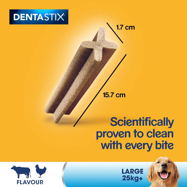 Pedigree Dentastix - Daily Dental Care Chews, Large Dog Treats + 25 kg, 1 Bag (4 Sticks)