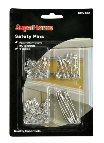 SupaHome Safety Pins Set Kit Approx 80 Pieces 4 Sizes Fast Postage