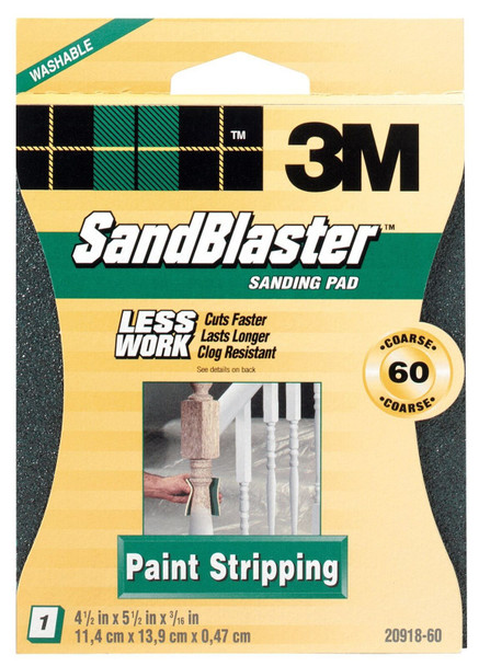 3M 20918-60 60 Grit SandBlaster Paint Stripping Sanding Sponge Pad