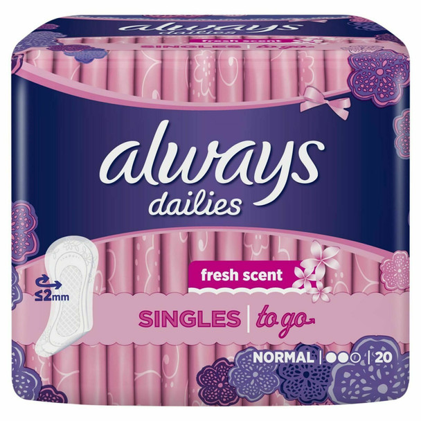 Always Dailies Singles To Go 20 Pantyliners Normal