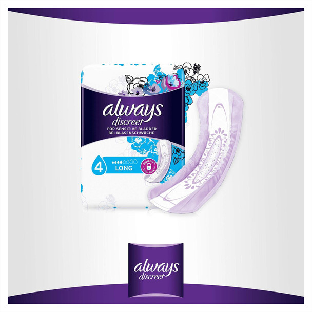 Always Discreet Bladder Control Long Incontinence Pad - Pack of 10