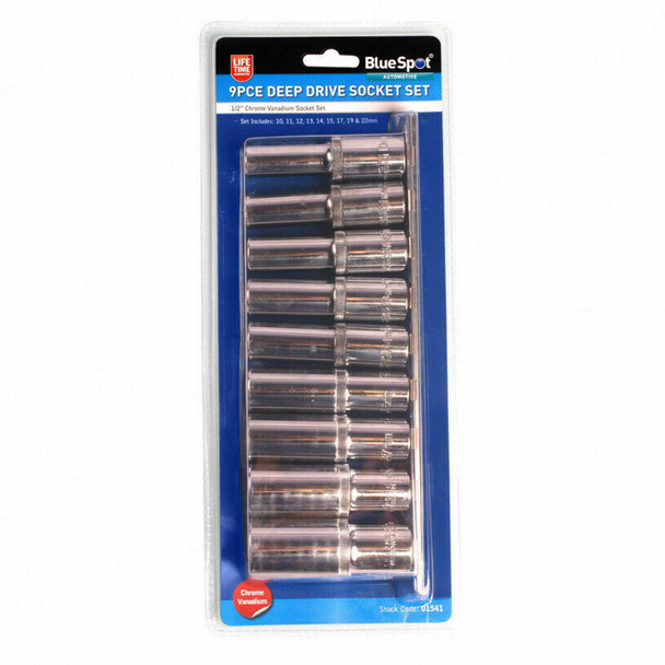 Blue Spot Tools 01541 9 Piece 1/2 Inch Deep Metric Sockets