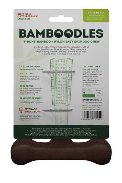Bamboodles T-Bone Dog Chew for the most even the most aggressive of chewers LARGE BEEF