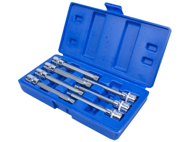 Blue Spot 01512 BlueSpot 7 PCE 3/8" (M4-M10) Extra Long Spline Socket Bit Set, Set of 7 Pieces, Multi-Color