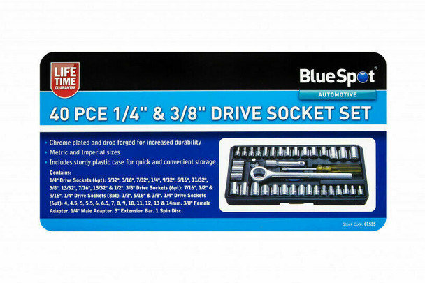 Blue Spot 01535 40 Piece 1/4 and 3/8 DIY socket set